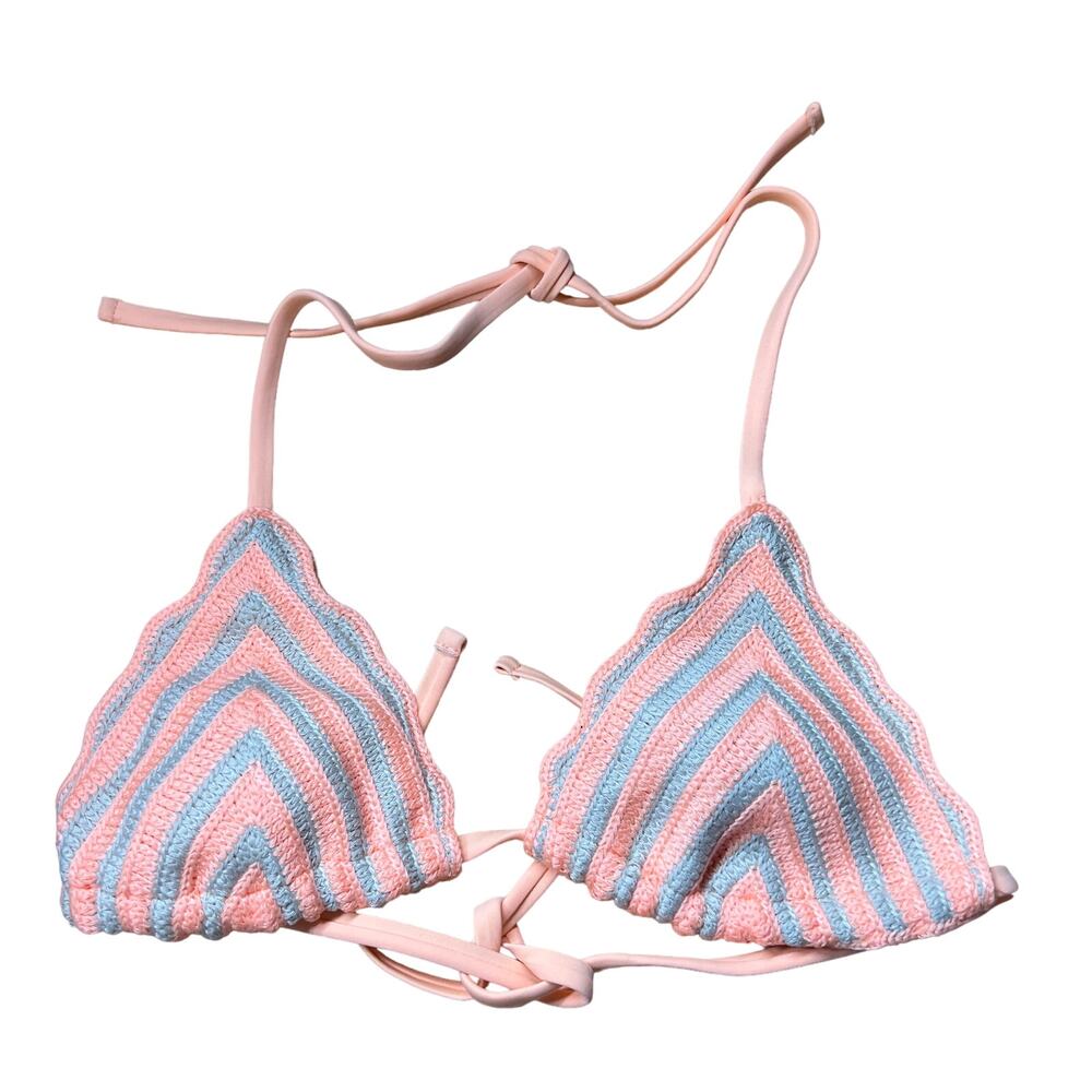 Wild Fable Women's Peach Crochet Triangle Bikini Top - Size Small - NWT